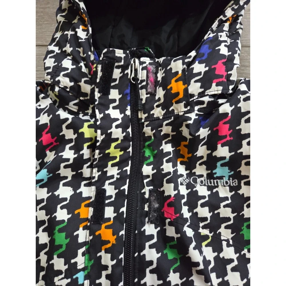 Columbia Colorful Graphic Print Insulated Winter Ski Jacket Hooded Girls 10-12